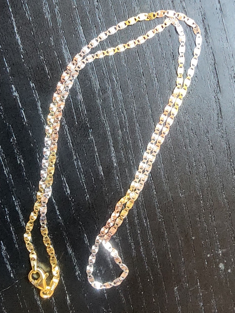 Two-Tone Gold and Silver Women’s Box Chain Necklace Italian Piece